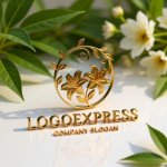 画像12: ユリの花と蔓の優雅な黄金ロゴ (12)