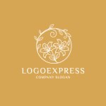 画像4: ユリの花と蔓の優雅な黄金ロゴ (4)