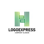 画像3: H字のラインとグラデーションのテクノロジーロゴ (3)