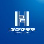 画像4: H字のラインとグラデーションのテクノロジーロゴ (4)