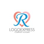 画像1: ハートと筆記体Rの優雅なロゴ (1)