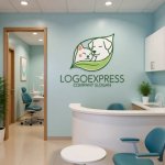 画像5: 葉に包まれた犬と猫の優しいロゴ (5)