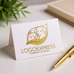 画像16: 葉に包まれた犬と猫の優しいロゴ (16)