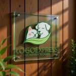 画像11: 葉に包まれた犬と猫の優しいロゴ (11)