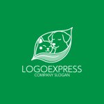 画像4: 葉に包まれた犬と猫の優しいロゴ (4)