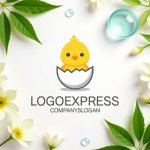 画像9: 卵から生まれたヒヨコのかわいいロゴ (9)