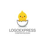 画像1: 卵から生まれたヒヨコのかわいいロゴ (1)