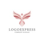 画像1: 翼を広げる人々の成長と優雅さのロゴ (1)