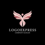 画像4: 翼を広げる人々の成長と優雅さのロゴ (4)