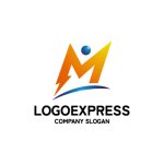 画像1: M字と稲妻のダイナミックロゴ (1)