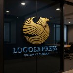 画像15: 鷲と光芒の力強く優雅なロゴ (15)