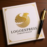 画像6: 鷲と光芒の力強く優雅なロゴ (6)