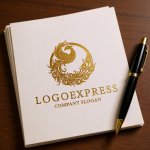 画像6: 優美な不死鳥の伝統と再生ロゴ (6)