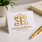 画像16: パステルカラーの可愛い蝶のロゴ (16)