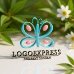 画像12: パステルカラーの可愛い蝶のロゴ (12)