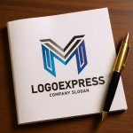 画像6: MとVを融合した幾何学ラインロゴ (6)