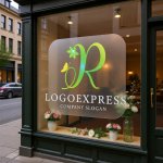 画像7: 葉と蝶が舞う筆記体Rの優雅なロゴ (7)