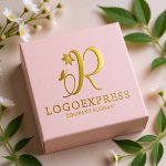 画像10: 葉と蝶が舞う筆記体Rの優雅なロゴ (10)