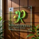 画像11: 葉と蝶が舞う筆記体Rの優雅なロゴ (11)