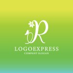 画像4: 葉と蝶が舞う筆記体Rの優雅なロゴ (4)