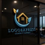 画像15: 葉と曲線で囲まれたエコハウスロゴ (15)