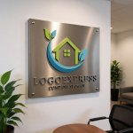 画像7: 葉と曲線で囲まれたエコハウスロゴ (7)