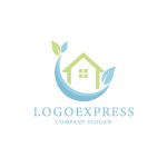 画像1: 葉と曲線で囲まれたエコハウスロゴ (1)