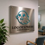 画像14: 蝶ネクタイをした可愛いお化けのロゴ (14)