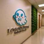 画像15: 蝶ネクタイをした可愛いお化けのロゴ (15)