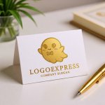 画像16: 蝶ネクタイをした可愛いお化けのロゴ (16)