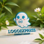 画像12: 蝶ネクタイをした可愛いお化けのロゴ (12)