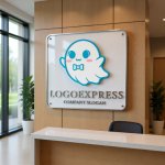 画像13: 蝶ネクタイをした可愛いお化けのロゴ (13)