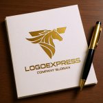 画像6: T字と駿馬の力強い黄金ロゴ (6)