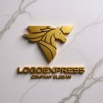 画像13: T字と駿馬の力強い黄金ロゴ (13)