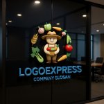 画像15: 笑顔の農夫と豊作を祝うオーガニックロゴ (15)