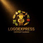 画像12: 笑顔の農夫と豊作を祝うオーガニックロゴ (12)