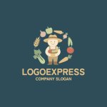 画像4: 笑顔の農夫と豊作を祝うオーガニックロゴ (4)