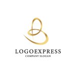 画像1: 優雅な曲線Bの黄金ロゴ (1)