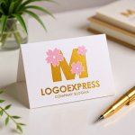 画像16: 桜の花が飾るM字のかわいいロゴ (16)