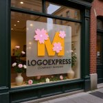 画像7: 桜の花が飾るM字のかわいいロゴ (7)