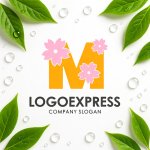 画像9: 桜の花が飾るM字のかわいいロゴ (9)