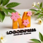 画像12: 桜の花が飾るM字のかわいいロゴ (12)