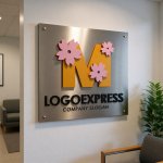 画像13: 桜の花が飾るM字のかわいいロゴ (13)