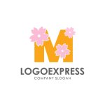 画像1: 桜の花が飾るM字のかわいいロゴ (1)