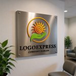 画像14: 太陽と手を組み合わせた希望のエコロジーロゴ (14)