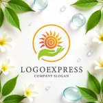 画像9: 太陽と手を組み合わせた希望のエコロジーロゴ (9)