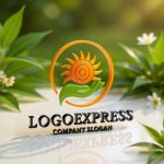 画像12: 太陽と手を組み合わせた希望のエコロジーロゴ (12)