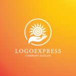 画像4: 太陽と手を組み合わせた希望のエコロジーロゴ (4)