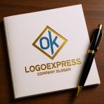 画像6: OKの文字を組み合わせた菱形ロゴ (6)