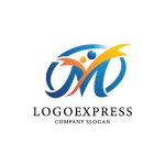 画像1: M字と人が躍動する希望と成長のロゴ (1)